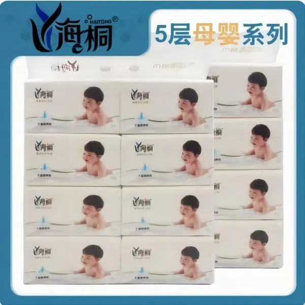 Haitong 8-pack Medium Size Mother and Baby 5-layer Household Tissue Paper, Native Wood Paddle Suction Paper, Removable Toilet Paper Manufacturer photo-3