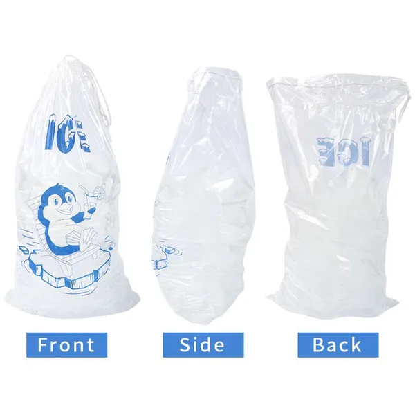 Transparent Poly LDPE Durable Food Grade Plastic Ice Bags for Ice Cube Packing Storage With Printing photo-4