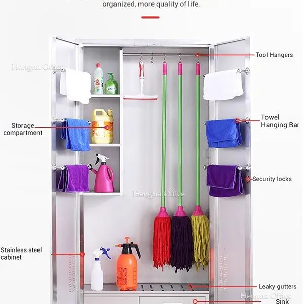 Mold-Resistant Cleaning Cabinet With Drying Rods for Bathrooms | Easy to Clean and Maintain photo-4