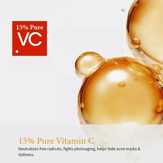 OEM/ODM 15% Vitamin C Essence 15% Pure Vc High Anti-Oxidant Lighten Dark Spots Improve Dullness photo-3