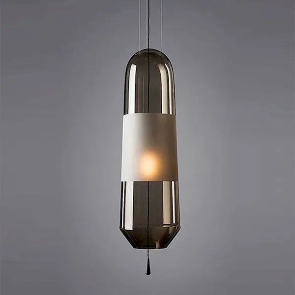 Capsule Glass Pendant – Frosted Band, Amber/Grey/Clear, G9 5W photo-4