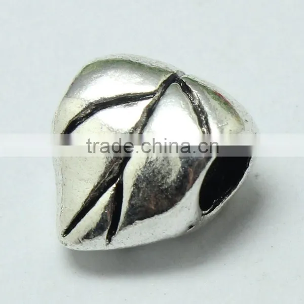 Wholesale Pdora Jewelry Accessories Leaf Shape Large Hole Metal Beads, Zinc Alloy Bracelets and Necklace Slide Beads photo-3
