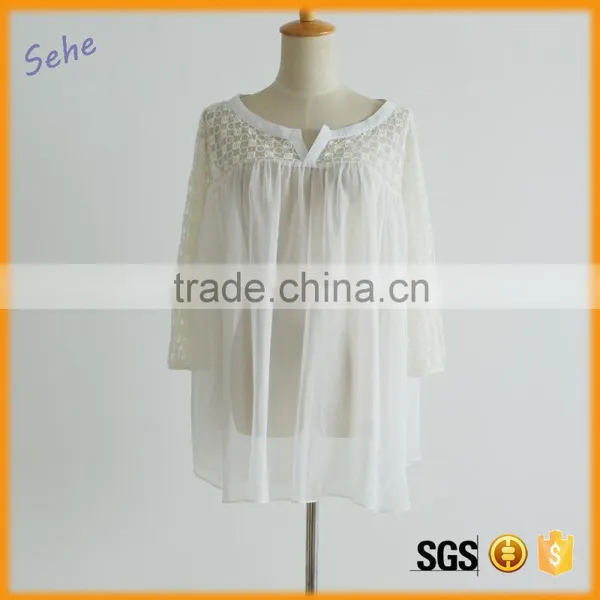 Loose Ladies Long Sleeve Elegant Silk Blouse Supplier's Choice