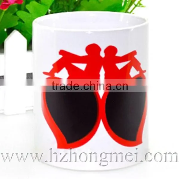 DIY 2015 New High Quality 11oz Ceramic Sublimation Color Changing Mugs Heart Shape Logo Cup photo-2