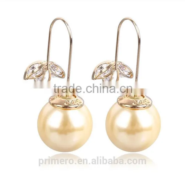 New Pentagram Temperament Hook Natural Pearl Zircon Stud Earrings photo-2
