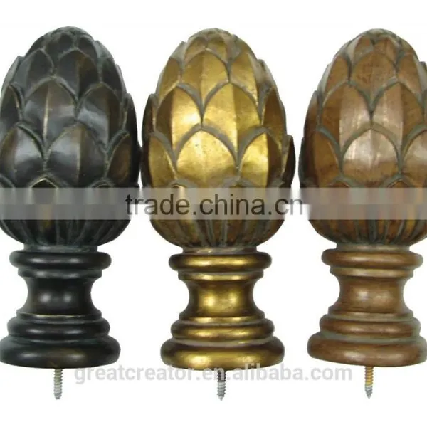 Great Creator High Quality 57mm (2-1/4") Diameter Round Reeded/Smooth Wooden Curtain Rods From China Manufacturer photo-3