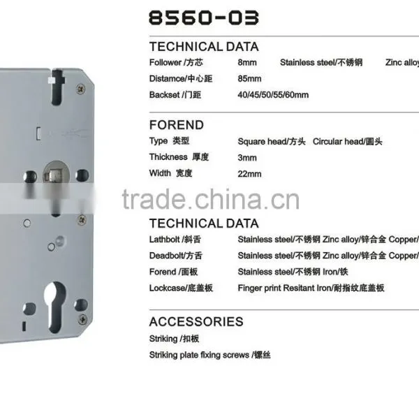 Europe Standard High Quality 8560 Door Mortise Lock Body photo-2