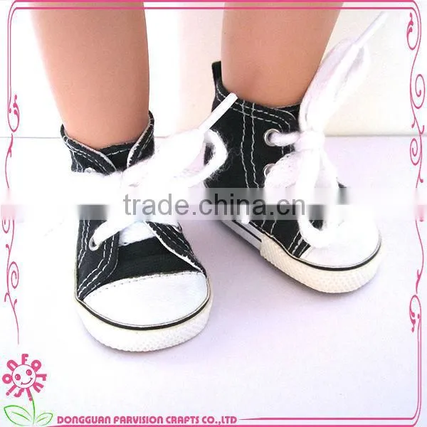 Black Sneakers For Dolls Canvas Tie Style 18 Inch Doll Sneakers