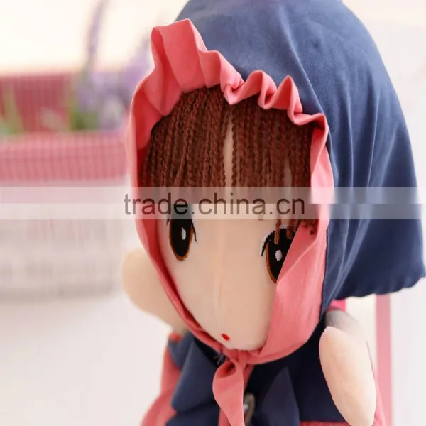 55cm Beautiful Customized Beige Stuffed Plush Phil Doll Backpack With Brown Windbreak&pink Hood photo-2
