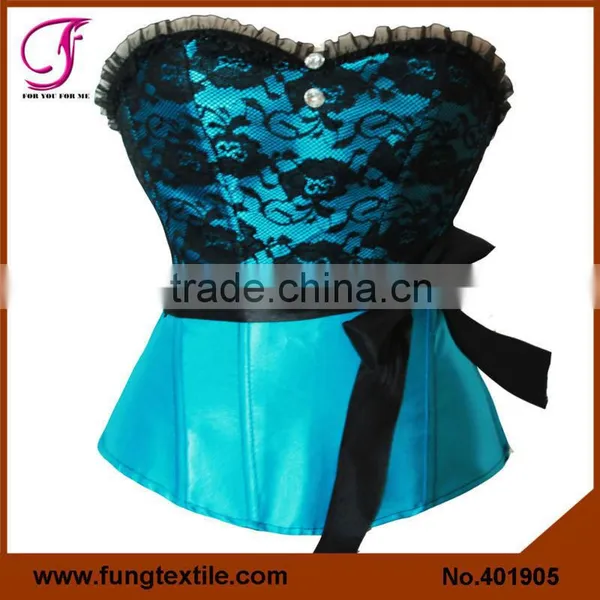 401901 Woman Satin Sexy Lace Wedding Shaper White Bridal Corset With Belt photo-5