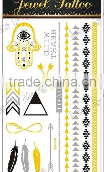Jewelry Gold and Silver Body Metallic Temporary Tattoo Stickers