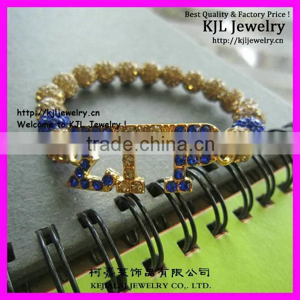 GZKJL-BL0077 New! Jewelry Greek Letter Rhinestone SGRHO Sigma Gamma Rho Connector Bracelet