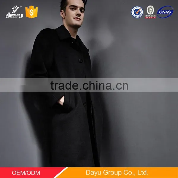 Long Woven Woolen Winter Overcoat Wool Cashmere Coat Men Parkas Hombre photo-5
