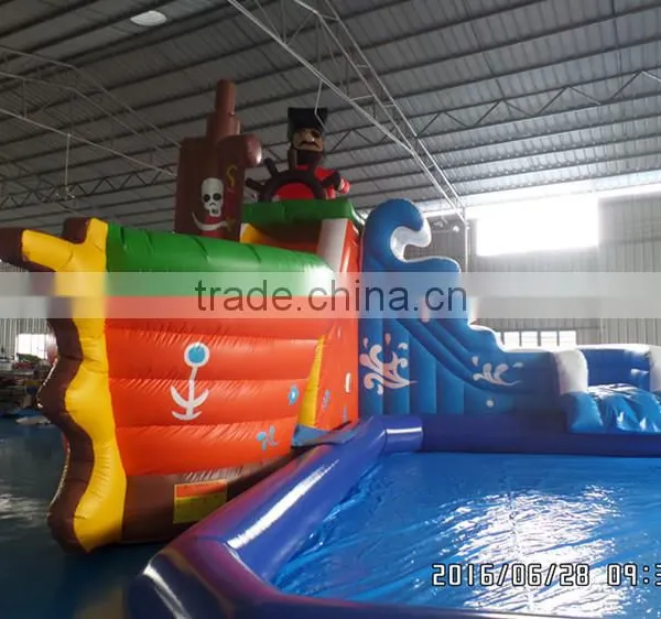 Pirate Ship Inflatable Slide With Pool,children Playground Water Park for Sale photo-4