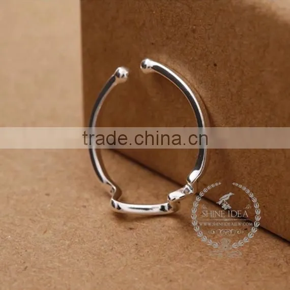 925 Sterling Solid Silver Heartbeat Curve Adjustable Ring Fashion Women Ring Jewelry Supplies 6260550 photo-3