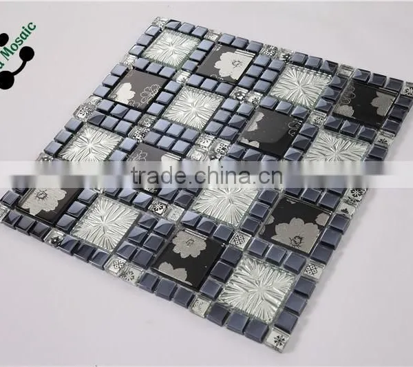 SMP26 Small and Big Square Mosaic Crystal Glass Mosaic Tiles Interior Wall Decoration Mosaic photo-2