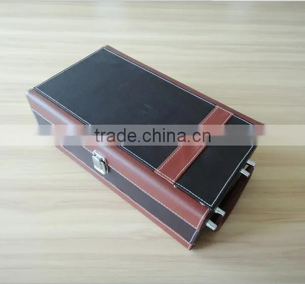 Chinese Factories Wholesale Custom High-grade PU Leather 2 Bottles of Red Wine Box, Black Gift Box photo-5