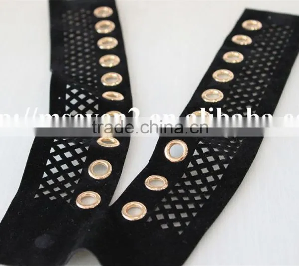 High Quality Polyester Fabric Matal Eyelet Applique Net Embroidery Collar for Sale photo-3