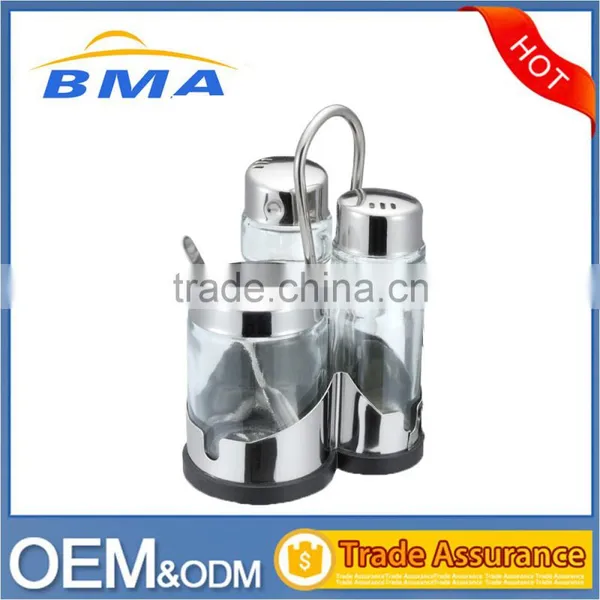 3 Pcs Salt And Pepper Stainless Steel Spice Set With Tissue Holder photo-2