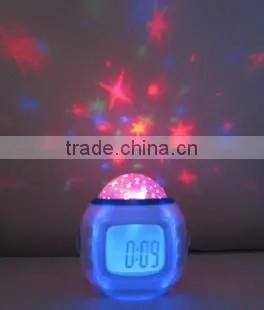 Music and Starry Sky Calendar/LED Light Clock/time Date Week and Thermometer Table Alarm photo-4