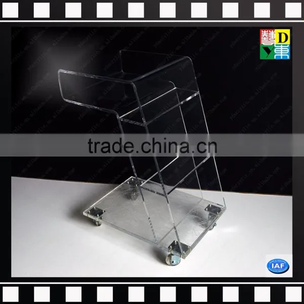 Modern Clear Acrylic Serving Hand Cart With 4 Wheels Acrylic Trolley Coffee Table photo-2