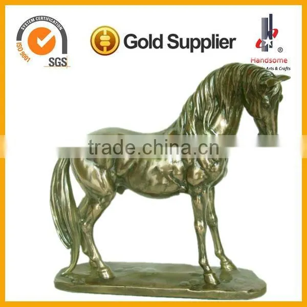 12.5 Inch Resin Craft Animal Figurine Antique Brass Horse Statue photo-5