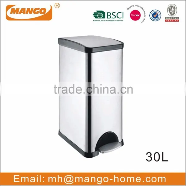 30L Stainless Steel Foot Pedal Kitchen Waste Bin