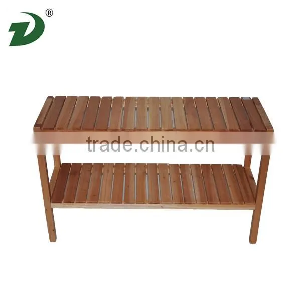 2 Tier Poplar Wood Shoe Rack photo-2