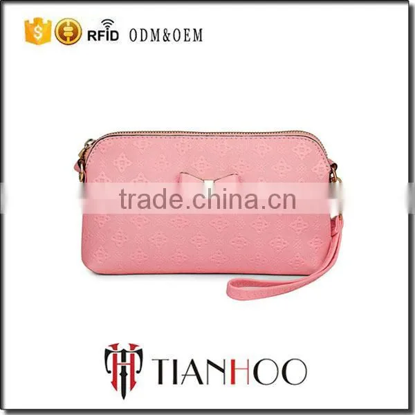 Real Leather Bowknot Zipper Clutch Wallet Smartphone Crossbody Bag for Women Teen Girls photo-5
