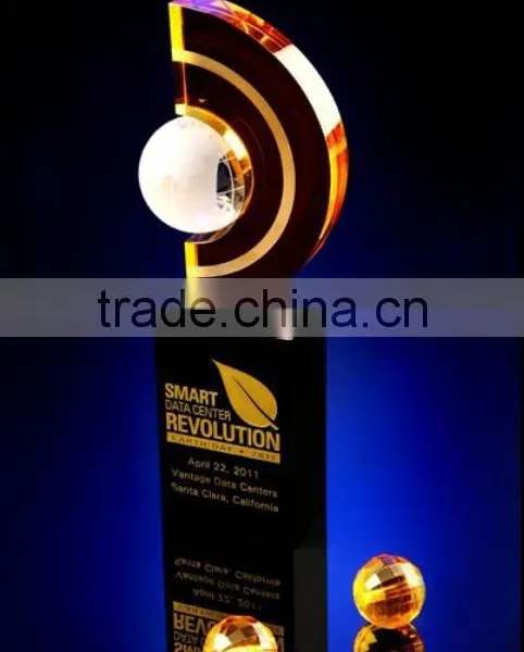 Optical Crystal Earth Award For Cooperate Gift Three Color Available photo-3