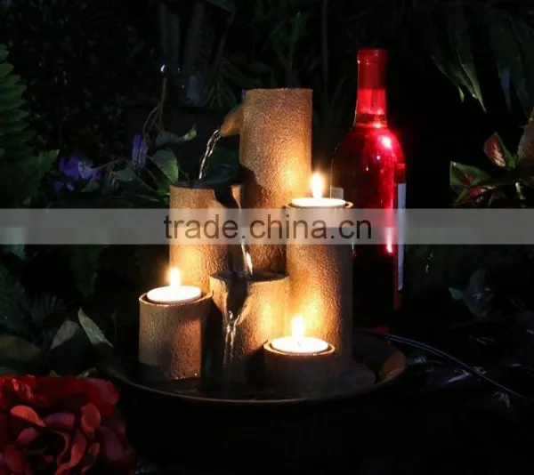 Tiered Column Tabletop Fountain With 3-Candles photo-2