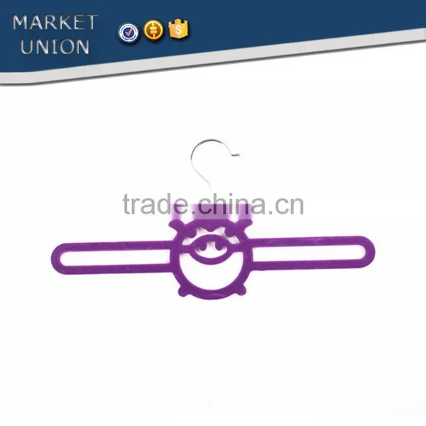 Kids ABS Plastic Velvet Antiskid Hangers Flocking Clothes Hangers With Pulley,ABS,Nylon Villi,Chrome Plated Hook photo-3