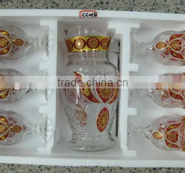 JK021 7pcs Glass Drinking Set With Deco photo-3