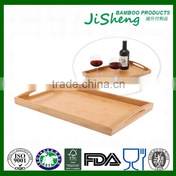 Novelty Custom Bamboo Serving Tray With Handle, Bamboo Food Serving Tray, Bamboo Breakfast Serving Tray