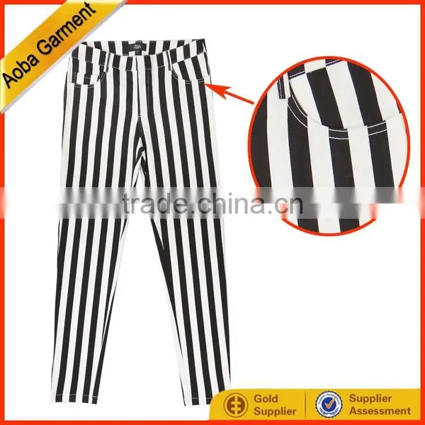 2015 New Design Zebra Stripes Printed Ladies Trousers