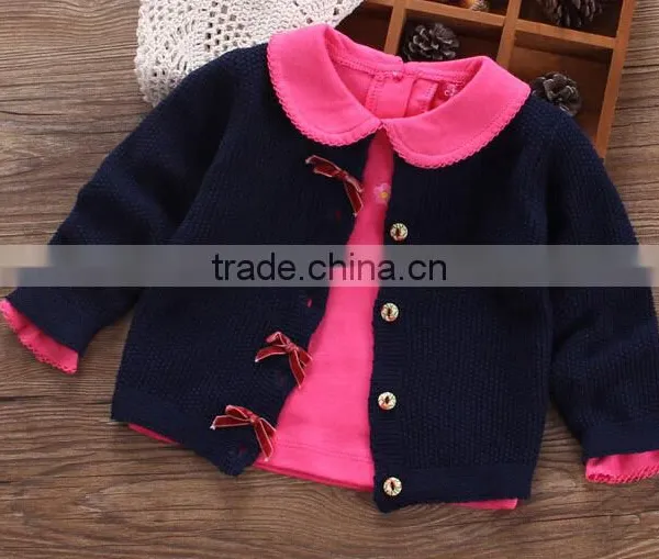 Crewneck Button-down Long Sleeve New Born Baby Cardigan Sweater photo-2