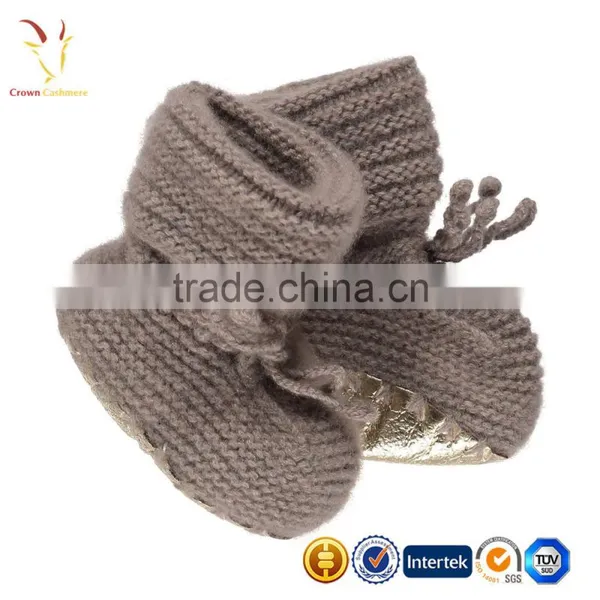 Booties Gold Biscuit Flat Baby Knitted Cashmere Infant Booties/Shoes photo-2