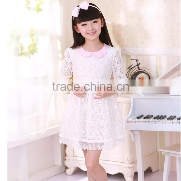 2014 New Arrival Baby Kids Children's Girls Long Sleeve Lace Princess Dress With Belt SV012213 # photo-2