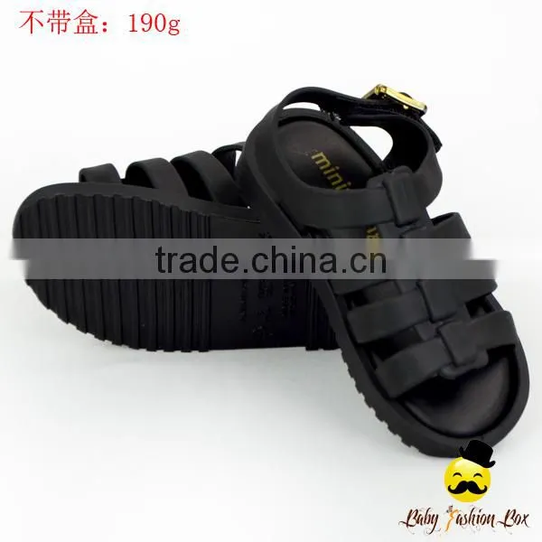 Children Plain Black Soft Silicone Gladiator Wear Resistant Little Girl Summer Flattie Snadals Shoes photo-5