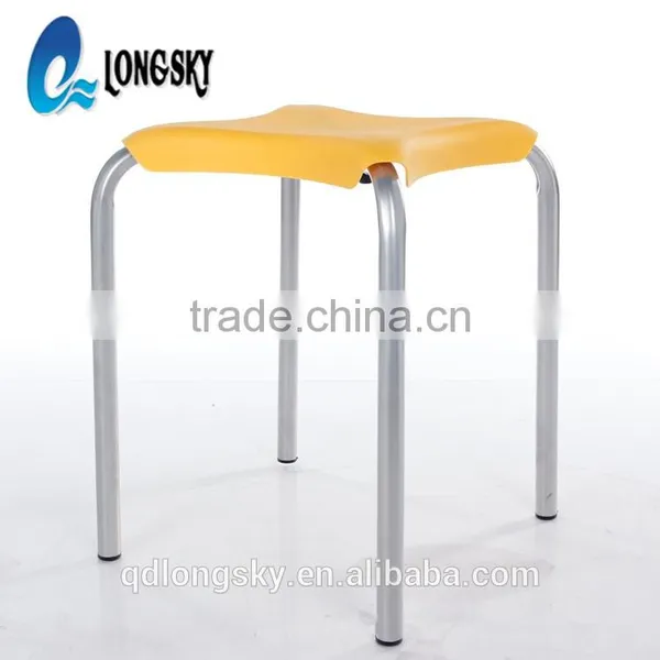 LS-4010 Cheap Colorful Small Plastic Square Stacking Stools With Metal Legs Portable Wholesale photo-2