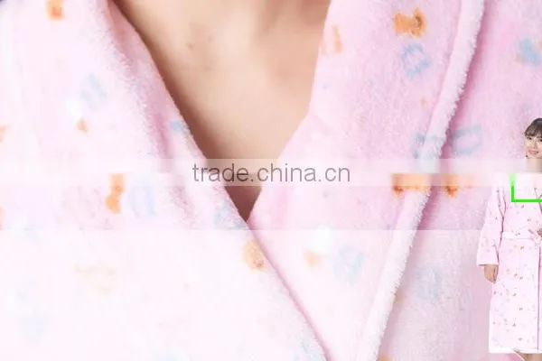 Adult 100% Polyester Coral Fleece Women Robe/ Bathrobe/Gown/ Bath Robe photo-4