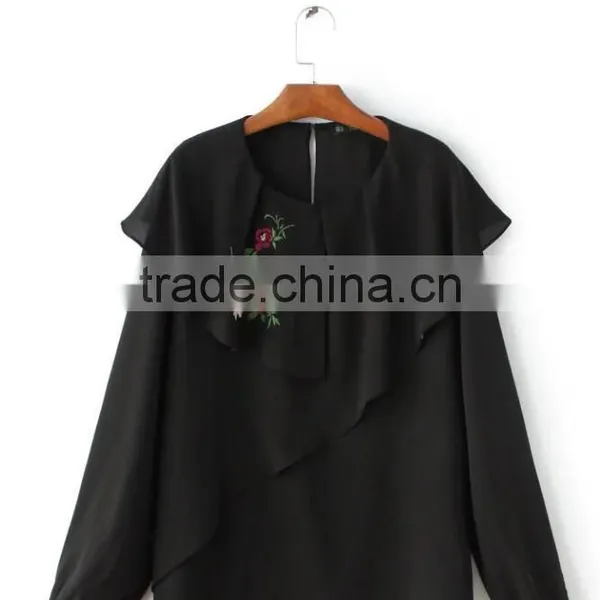 Runwaylover EY2373B Europe Style 2017 Ladies Fashion Falbala Embroidery Blouse photo-6