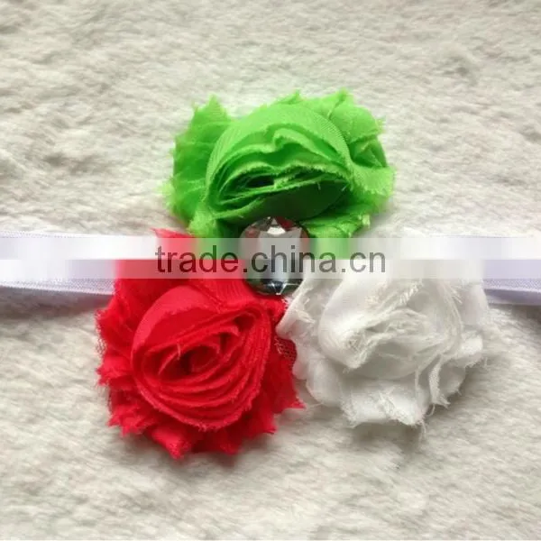 Chevron Elastic Headband With Tattered Rosette photo-2
