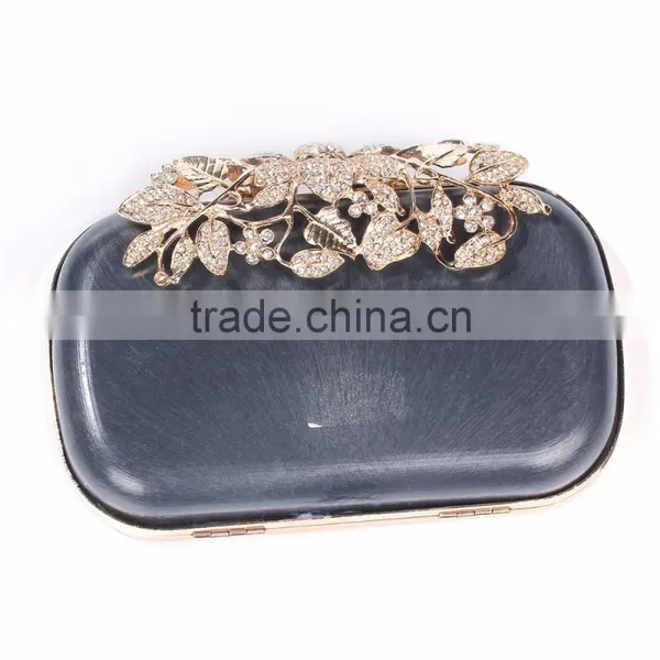 Iron Based Alloy Kiss Clasp Purse Frame Rectangle Clear Rhinestone Gold Plated Flower 16.3cm(6 3/8") x 10.5cm photo-2