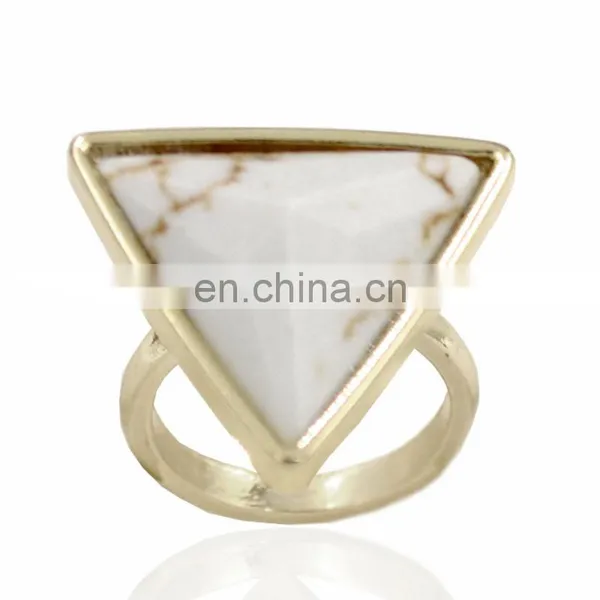 Latest Design Triangular Shaped Howlite and Turquoise Stone Ring photo-2