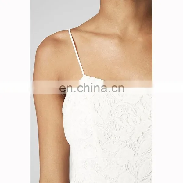 Halter Neck White Cotton Lace Tunic Dress photo-4