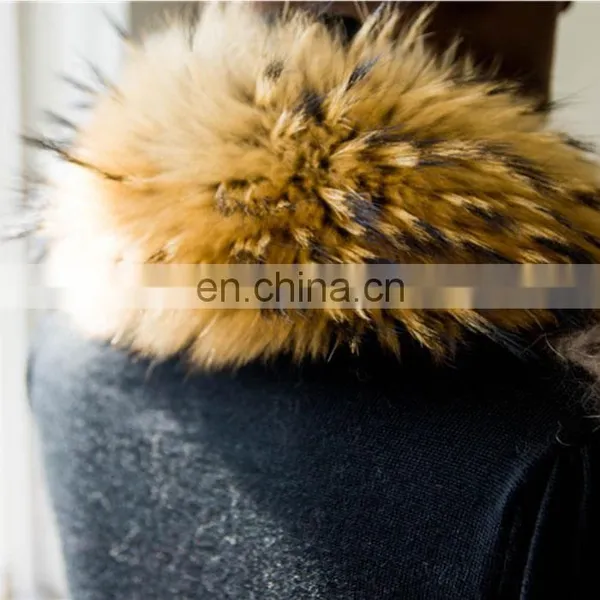 Natural Genuine Raccoon Neck Fur Trim Collar for Jacket photo-5