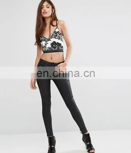Trending New Fashion Sexy Girls Top Design, Kendall and Kylie Paneled Long Sleeve Crop Top With Black or White Lace photo-2