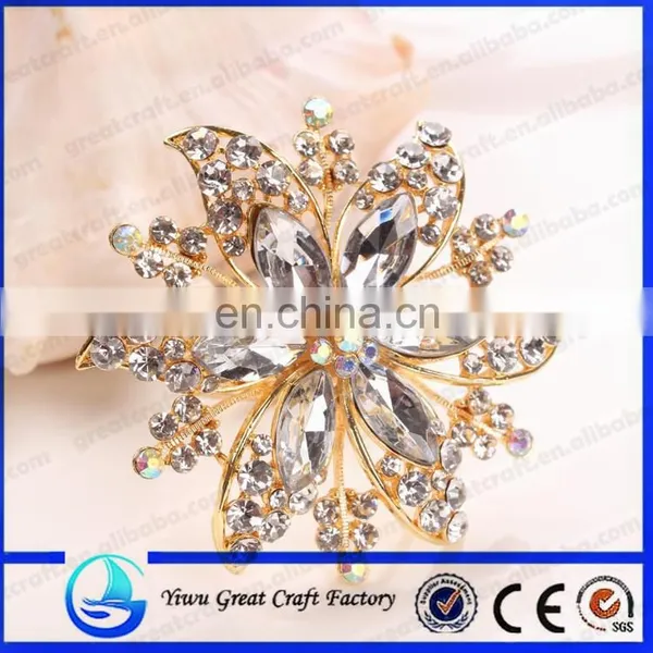 Wholesale Zinc Alloy Jewelry for the Wedding Wedding Crystal Clear Crystal Flowers Big Diamond Brooch Scarf
