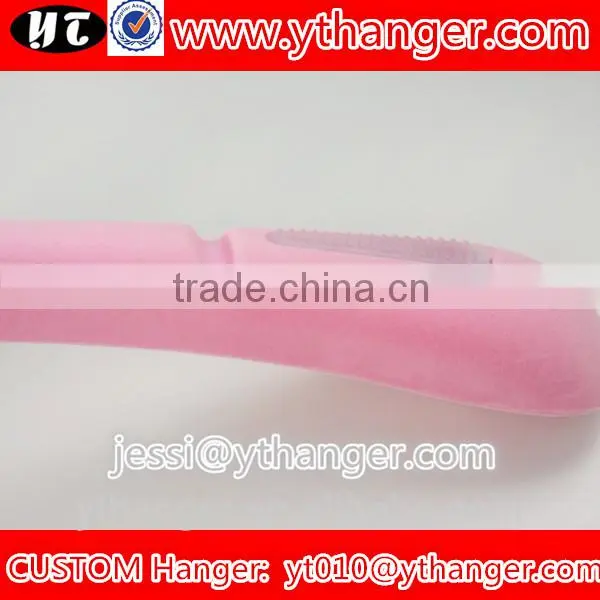 YY0509 Clothing Brands Logos Pink Non-slip Velvet Wedding Dress Hanger Velvet Flocked Clothes Hangers Supplier's Choice photo-4